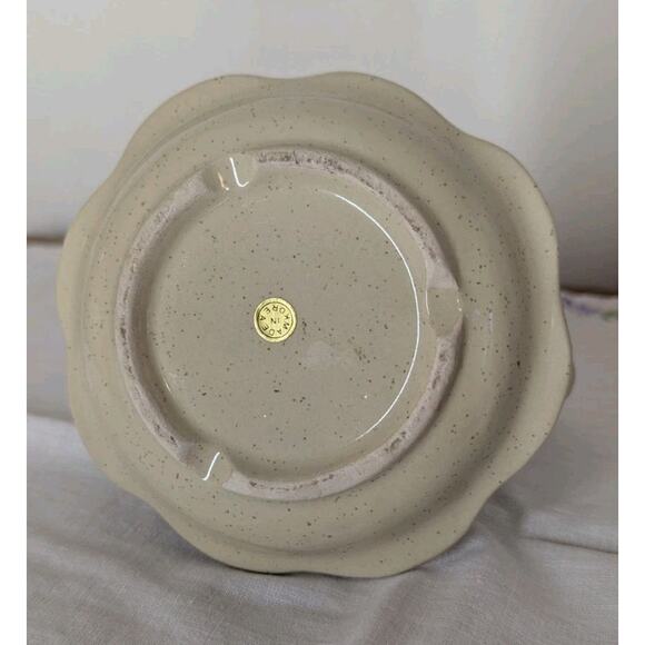 Brown Beige Glazed Pottery Small Planter Pitcher With Attached Saucer 5" x 5" - Picture 6 of 9